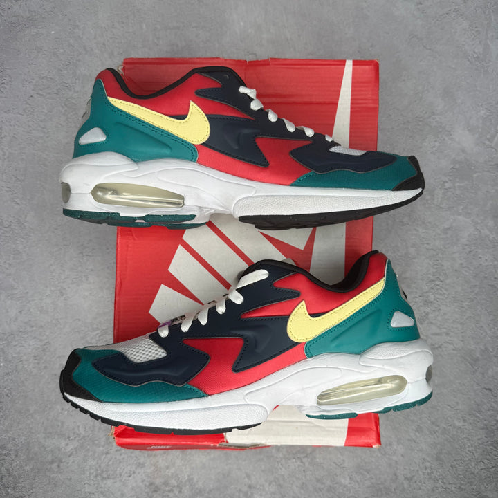 Nike Air Max2 Light Habanero Red Navy Emerald *pre-owned* SIZE 9
