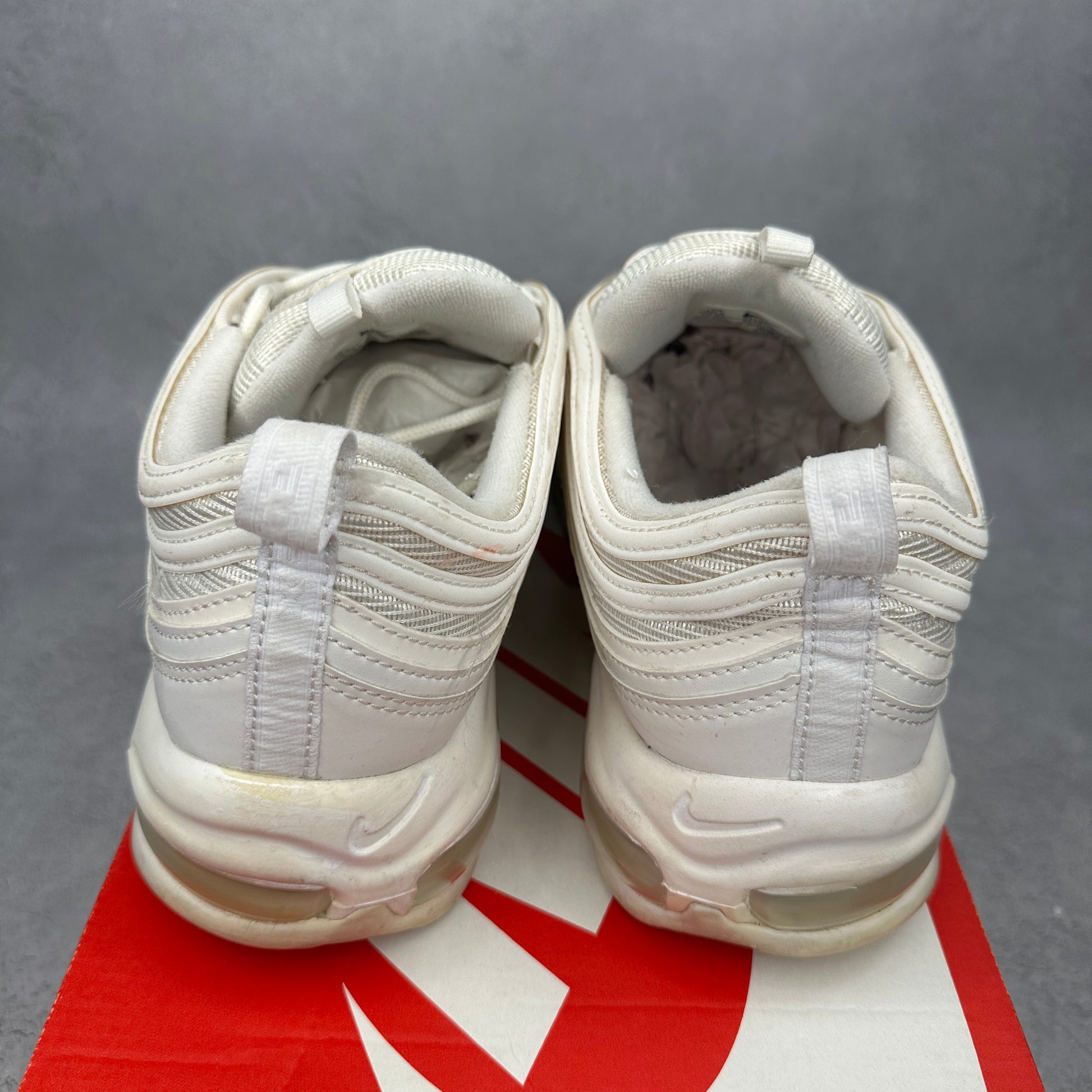 Nike Air Max 97 Triple White Wolf Grey *pre-owned* SIZE 10.5