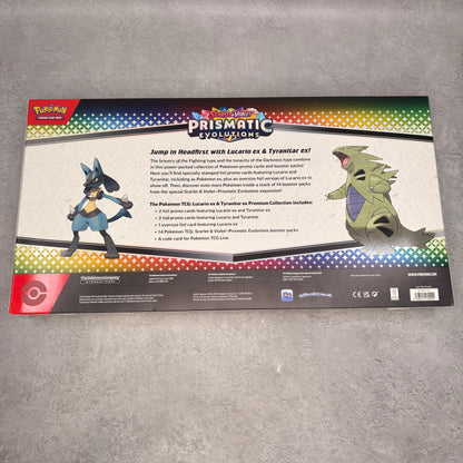 2025 Pokémon Scarlet & Violet Prismatic Evolutions Lucario ex & Tyranitar ex Premium Collection (Sam's Club Exclusive)
