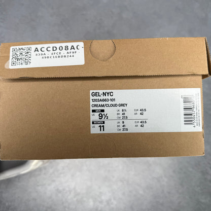 ASICS Gel-NYC Cream Cloud Grey *pre-owned* SIZE 9.5