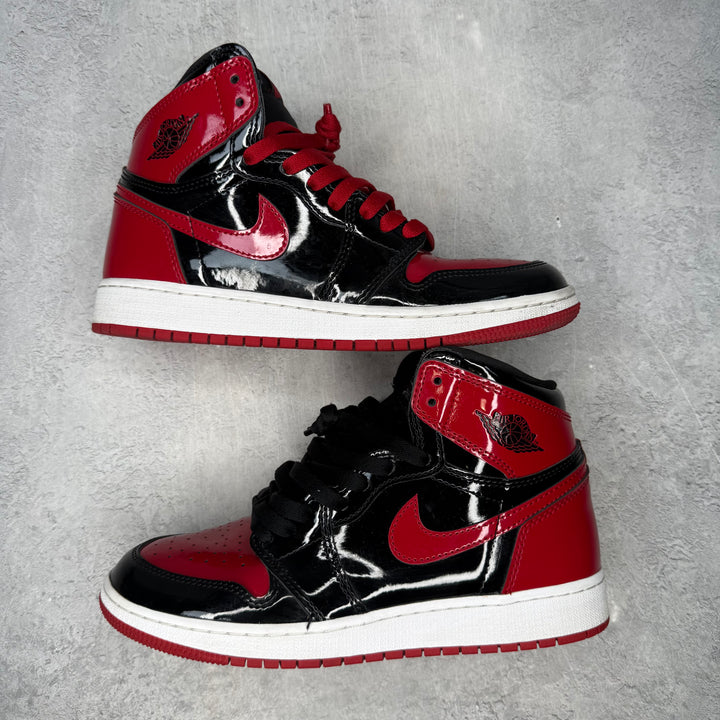 Jordan 1 Retro High OG Patent Bred (GS) pre-owned size 6Y