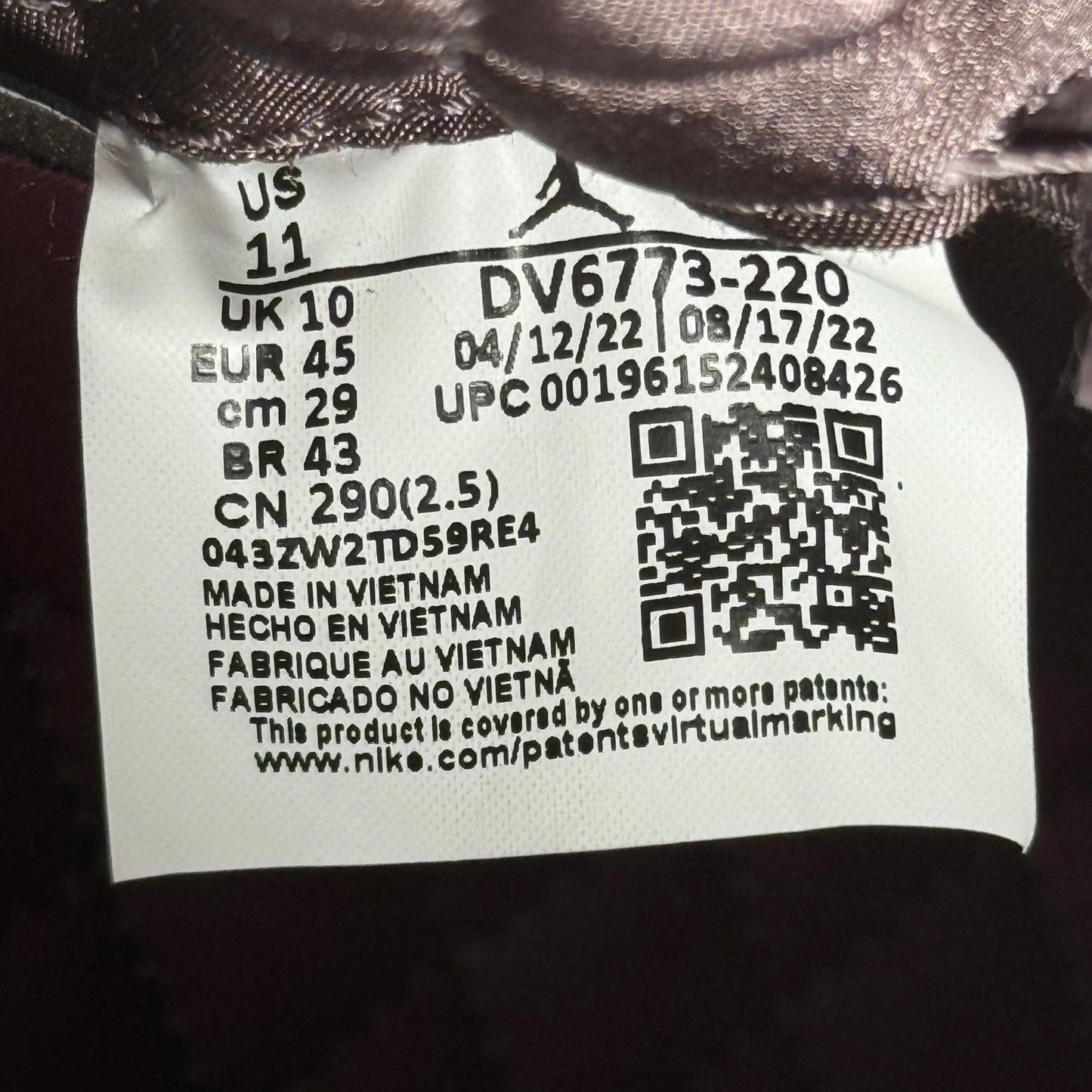 Jordan 4 Retro SP A Ma Maniére Violet Ore *pre - owned* SIZE 11 - Kicks Collective PA - Jordan - DV6773-220 - Men's Shoes - 11M/12.5W - Pre - Owned