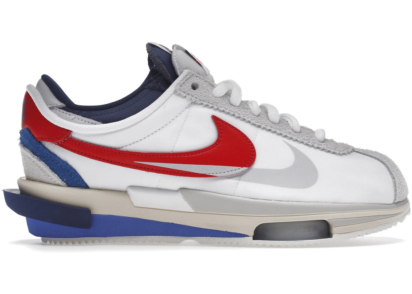 Nike Zoom Cortez SP sacai White University Red Blue *pre - owned* SIZE 11.5 - Kicks Collective PA - Nike - DQ0581 - 100 - Men's Shoes - 11.5M/13W - Pre - Owned