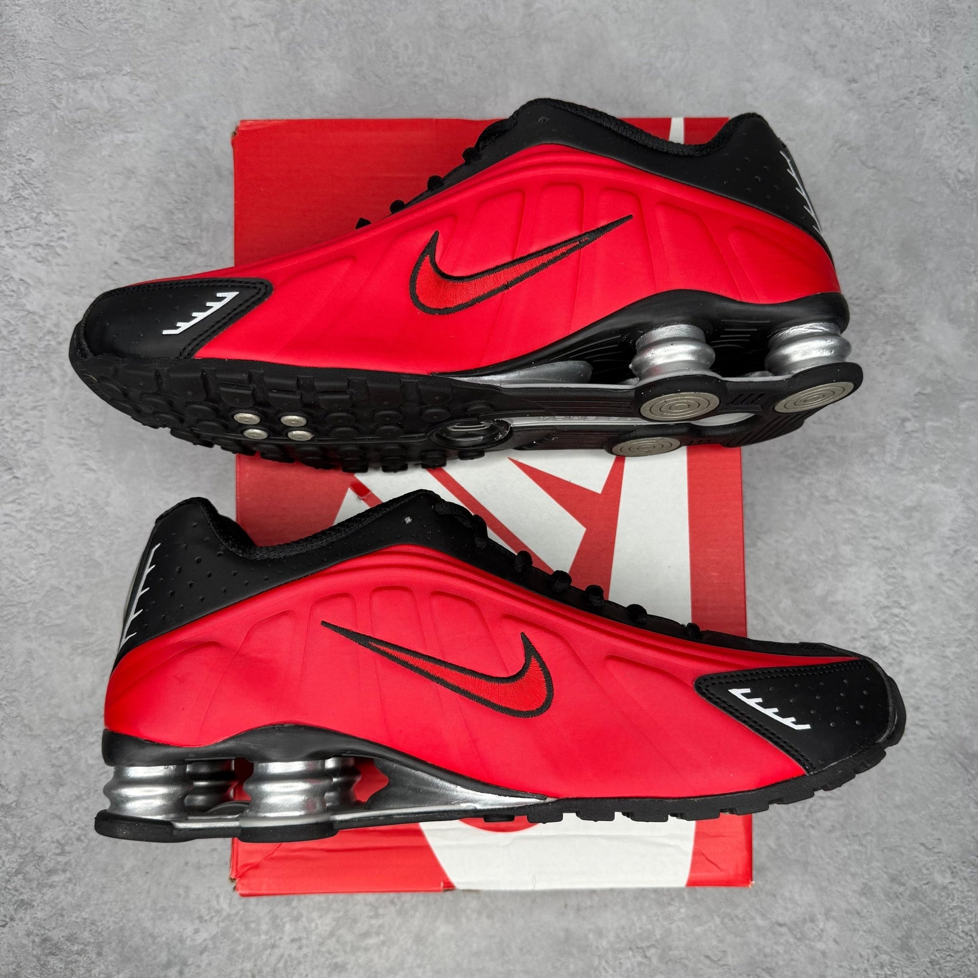 Nike Shox R4 University Red Black Metallic Silver *pre - owned* SIZE 11.5 - Kicks Collective PA - Nike - HQ1988-600 - Men's Shoes - 11.5M/13W - Pre - Owned