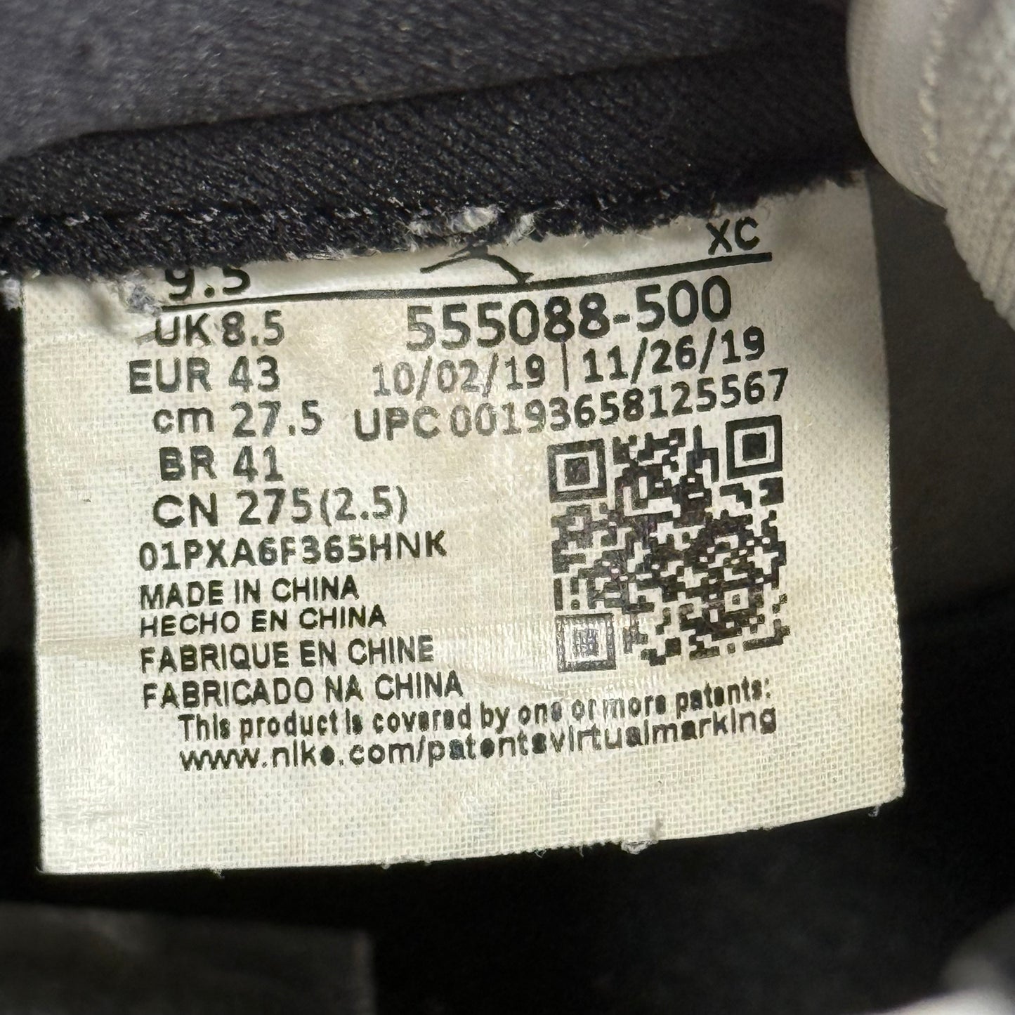 Jordan 1 Retro High Court Purple White *pre-owned* SIZE 9.5