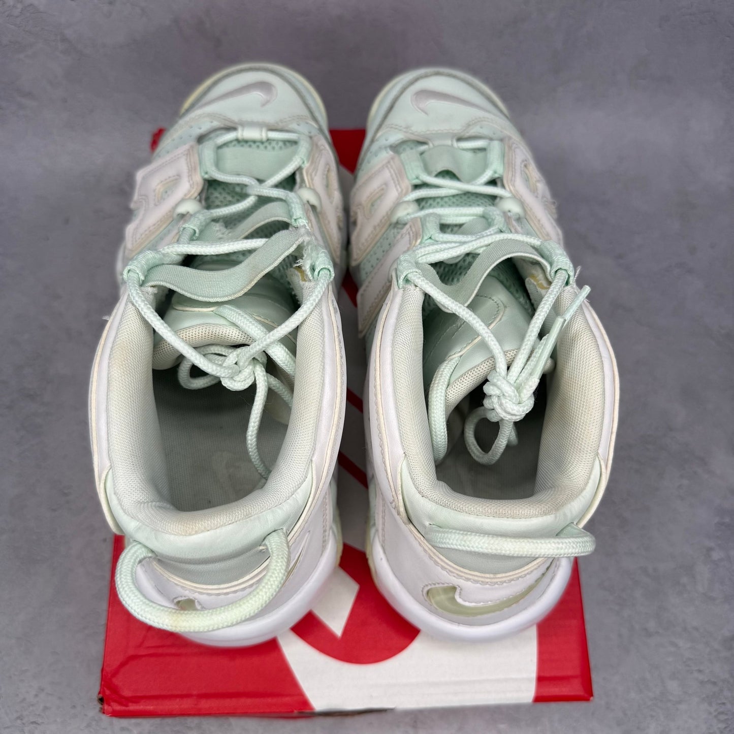 Nike Air More Uptempo Barley Green (Women's) *pre - owned* SIZE 9W - Kicks Collective PA - Nike - 917593-300 - Women's Shoes - 7.5M/9W - Pre - Owned - Replacement Box