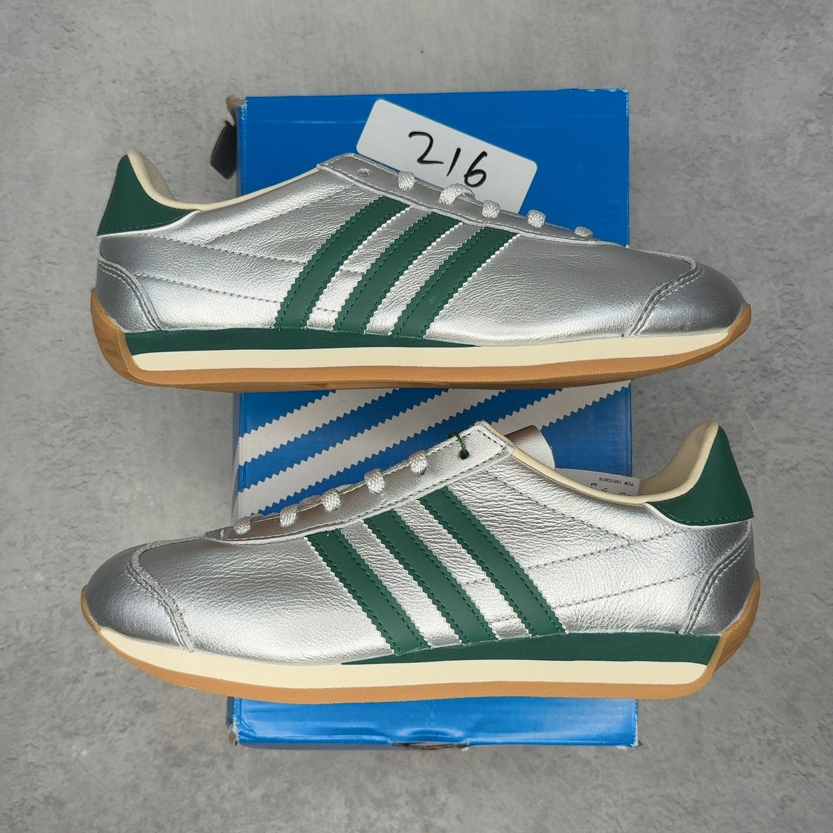 adidas Country OG Silver Metallic Collegiate Green (Women's) 5.5W (New) - front