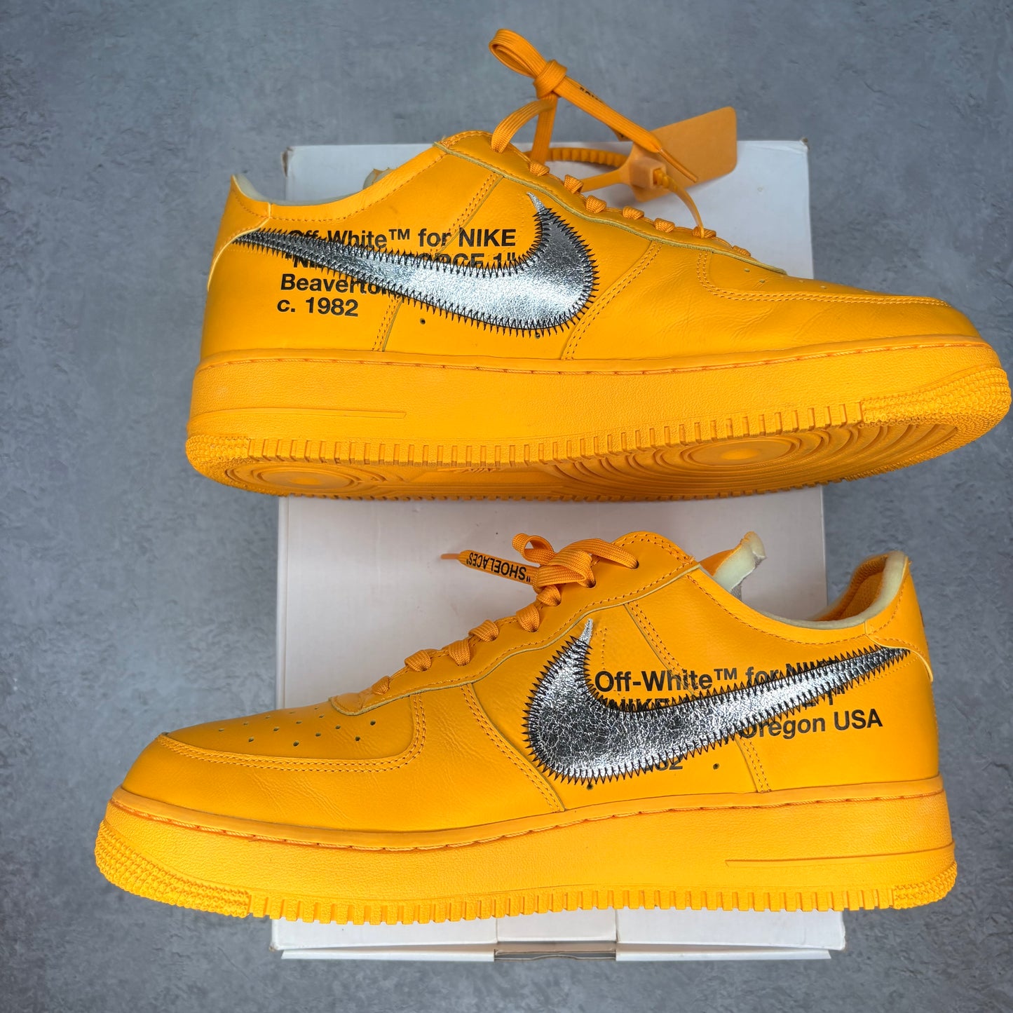 Nike Air Force 1 Low Off-White ICA University Gold *pre-owned* SIZE 12