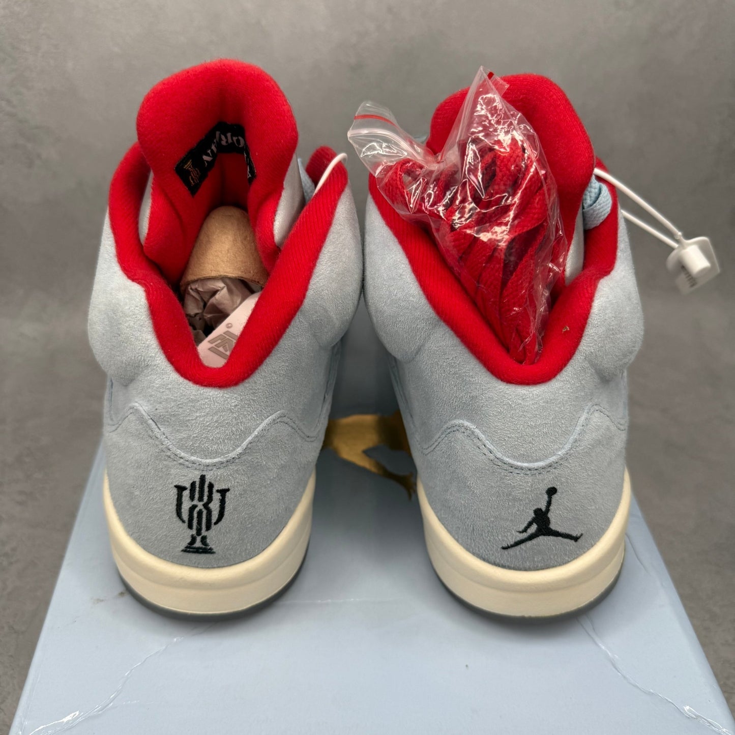 Jordan 5 Retro Trophy Room Ice Blue *yellowed* - Kicks Collective PA - Jordan - CI1899-400 - Men's Shoes - 12M/13.5W - Brand New - Original Box (Damaged)
