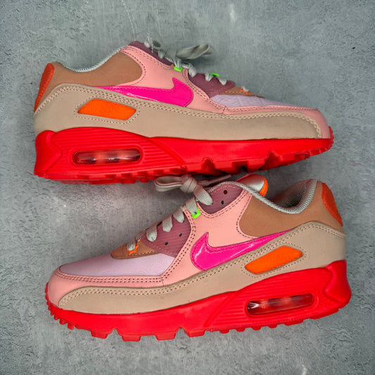 Nike Air Max 90 PRM Platinum Crimson/Bright Purple (Women's) *pre - owned* SIZE 7W - Kicks Collective PA - Nike - CT3449-600 - Women's Shoes - 5.5M/7W - Pre - Owned - No Box
