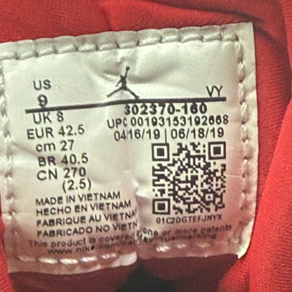 Jordan 9 Retro White Gym Red *pre-owned* SIZE 9