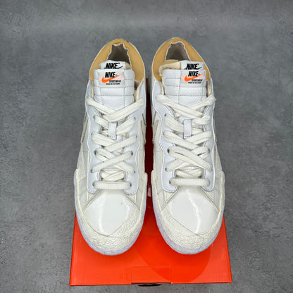 Nike Blazer Low sacai White Patent Leather *pre-owned* SIZE 10.5