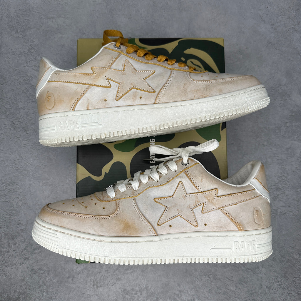 A Bathing Ape Bape Sta Wear Away Paint Beige *pre-owned* SIZE 13