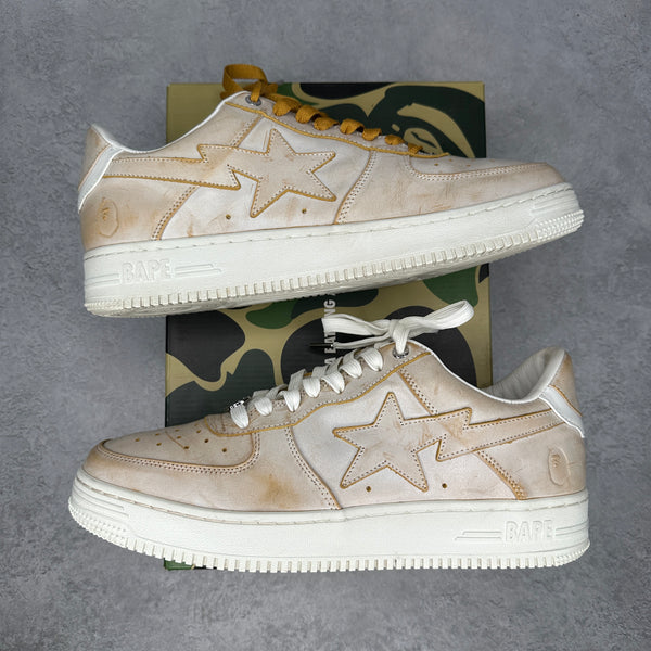 A Bathing Ape Bape Sta Wear Away Paint Beige *pre-owned* SIZE 13
