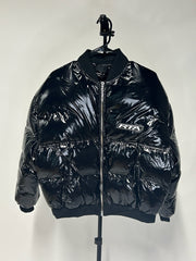 RTA Marko Black Patent Quilted Bomber