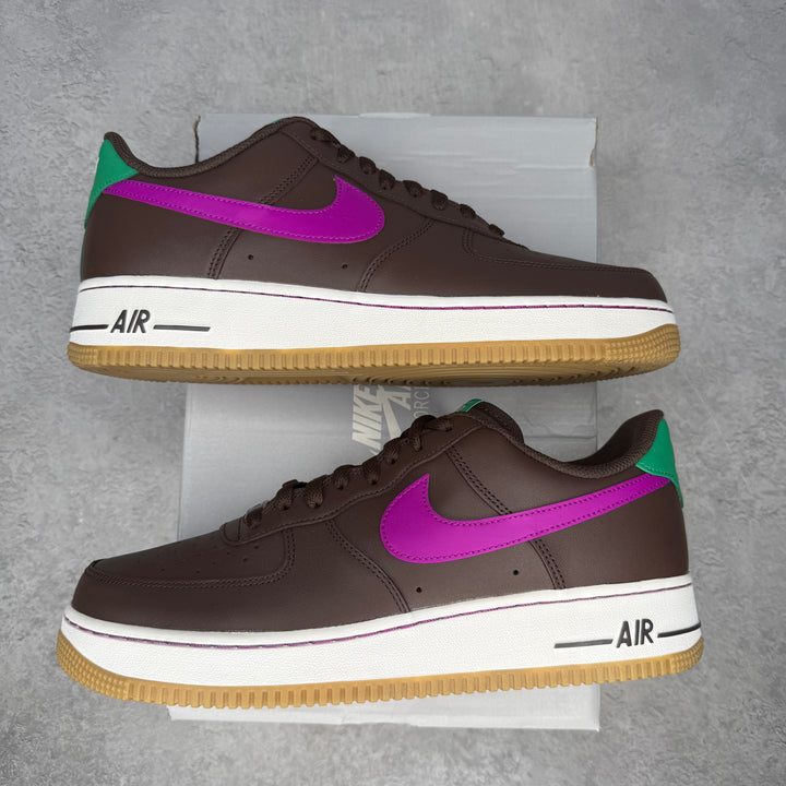 Nike Air Force 1 Low '07 Baroque Brown Vivid Purple pre-owned size 10.5