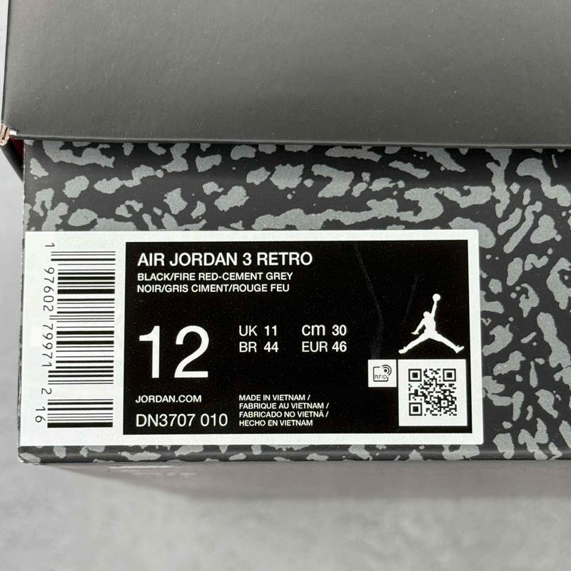 Jordan 3 Retro OG Black Cement (2024) - Kicks Collective PA - Jordan - DN3707 - 010 - Men's Shoes - 12M/13.5W - Brand New