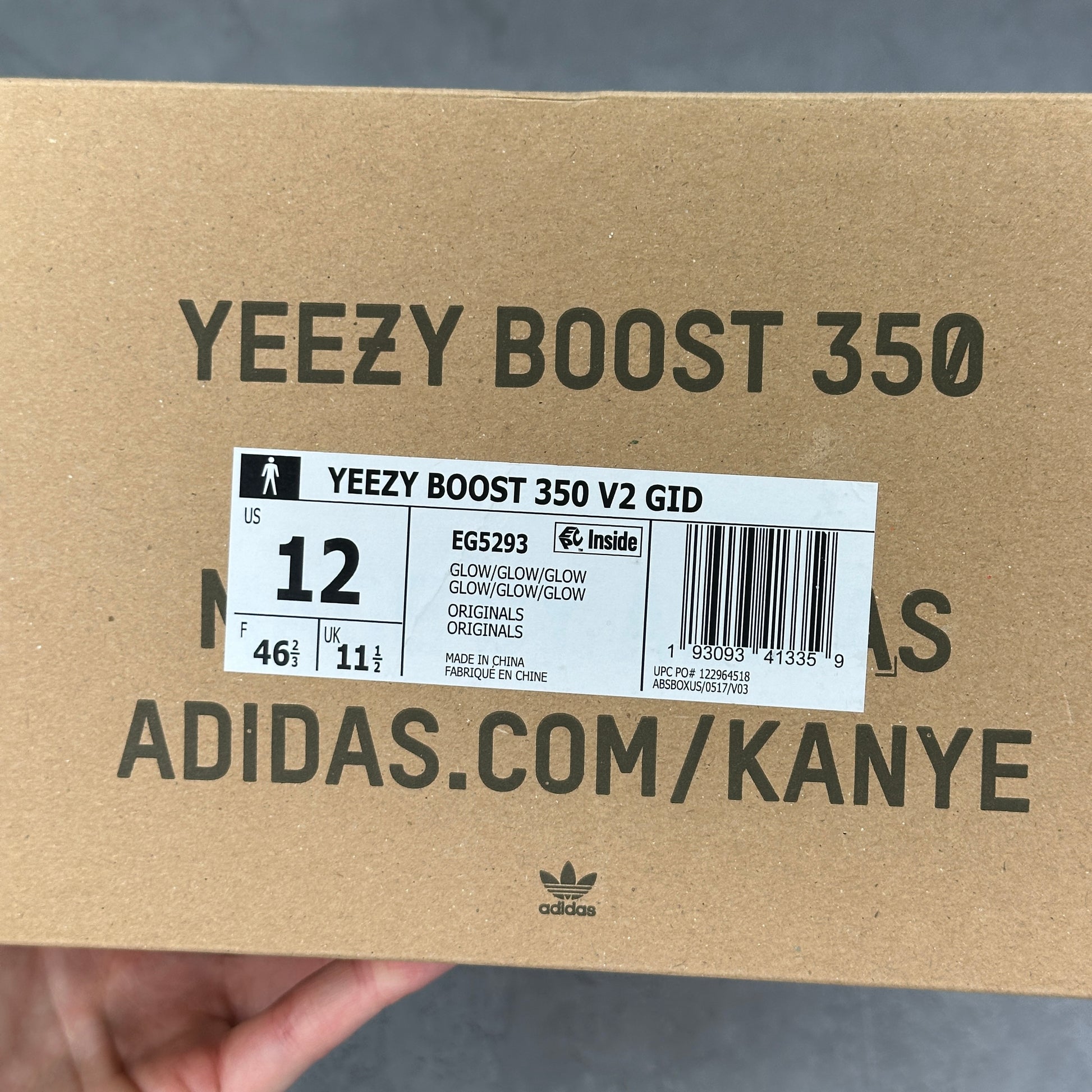 adidas Yeezy Boost 350 V2 Glow VNDS *pre-owned* SIZE 12