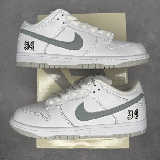 Nike SB Dunk Low Supreme 94 White Metallic Silver - Kicks Collective PA - Nike - HQ8487 - 100 - Men's Shoes - 10M/11.5W - Brand New