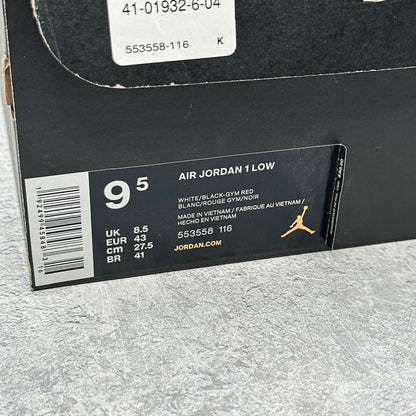 Jordan 1 Low Black Toe (2019) *pre - owned* SIZE 9.5 - Kicks Collective PA - Jordan - 553558-116 - Men's Shoes - 9.5M/11W - Pre - Owned