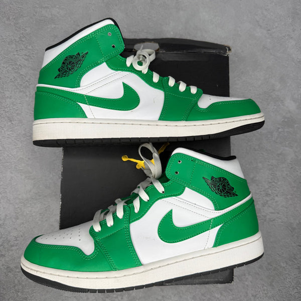 Jordan 1 Mid Lucky Green *pre - owned* SIZE 12 - Kicks Collective PA - Jordan - DQ8426-301 - Men's Shoes - 12M/13.5W - Pre - Owned - Original Box (Damaged)