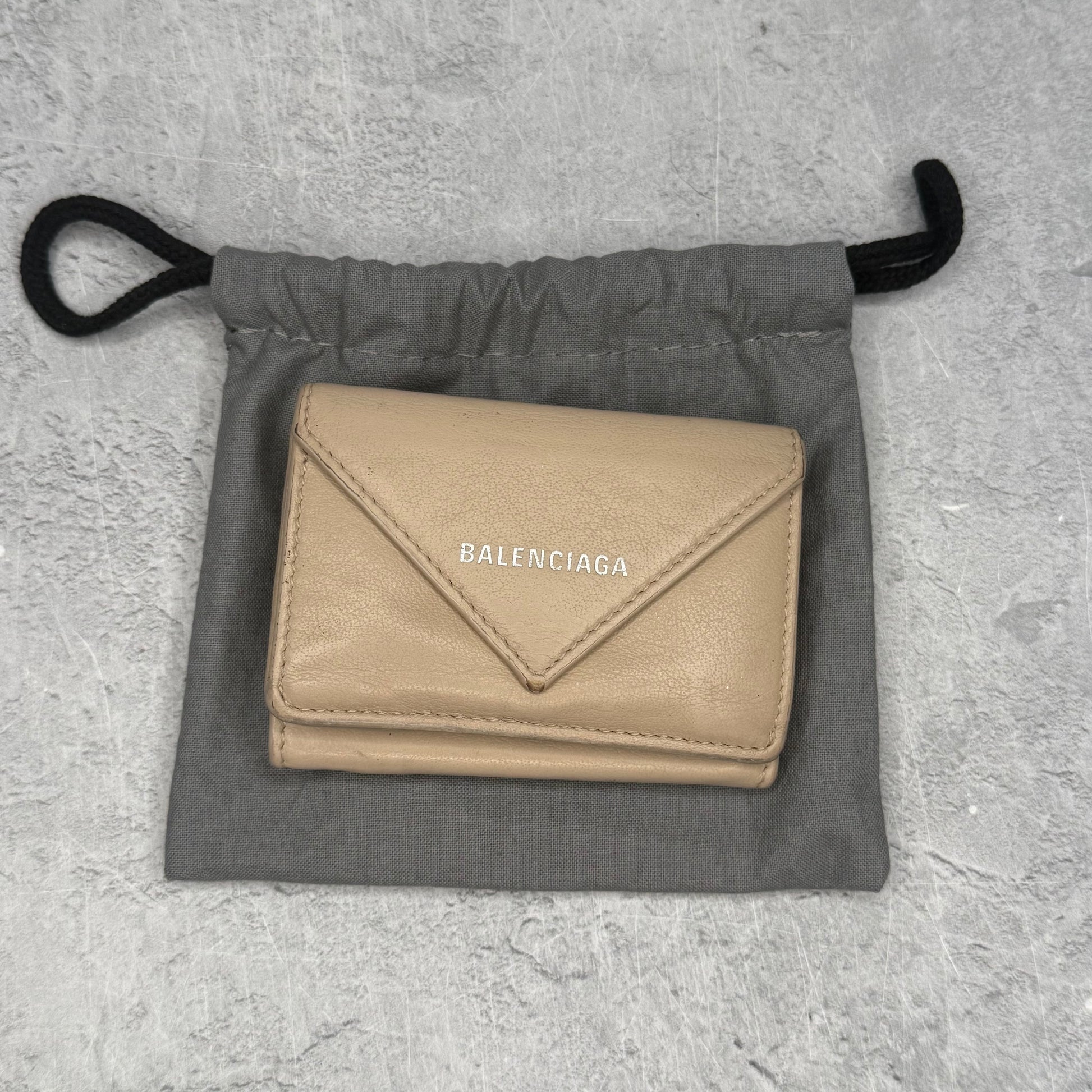 Balenciaga Papier Wallet Mini Beige Tapioca *pre-owned