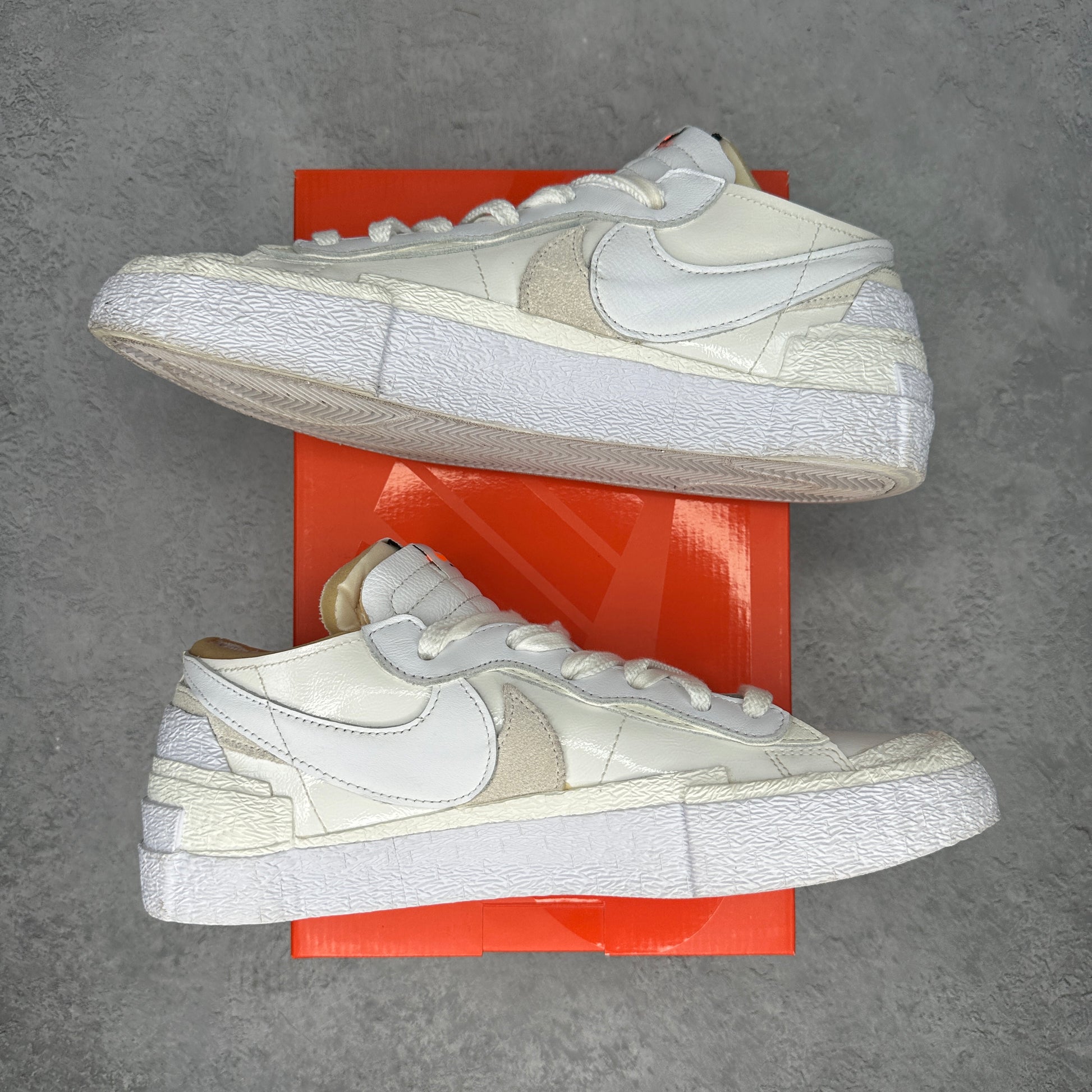 Nike Blazer Low sacai White Patent Leather *pre-owned* SIZE 10.5