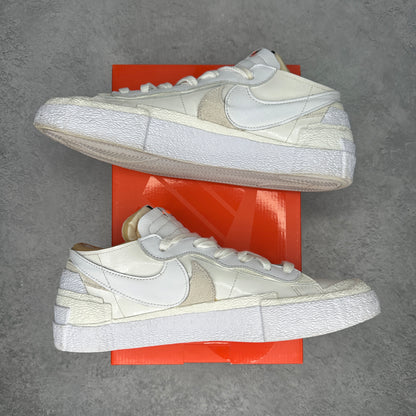 Nike Blazer Low sacai White Patent Leather *pre-owned* SIZE 10.5