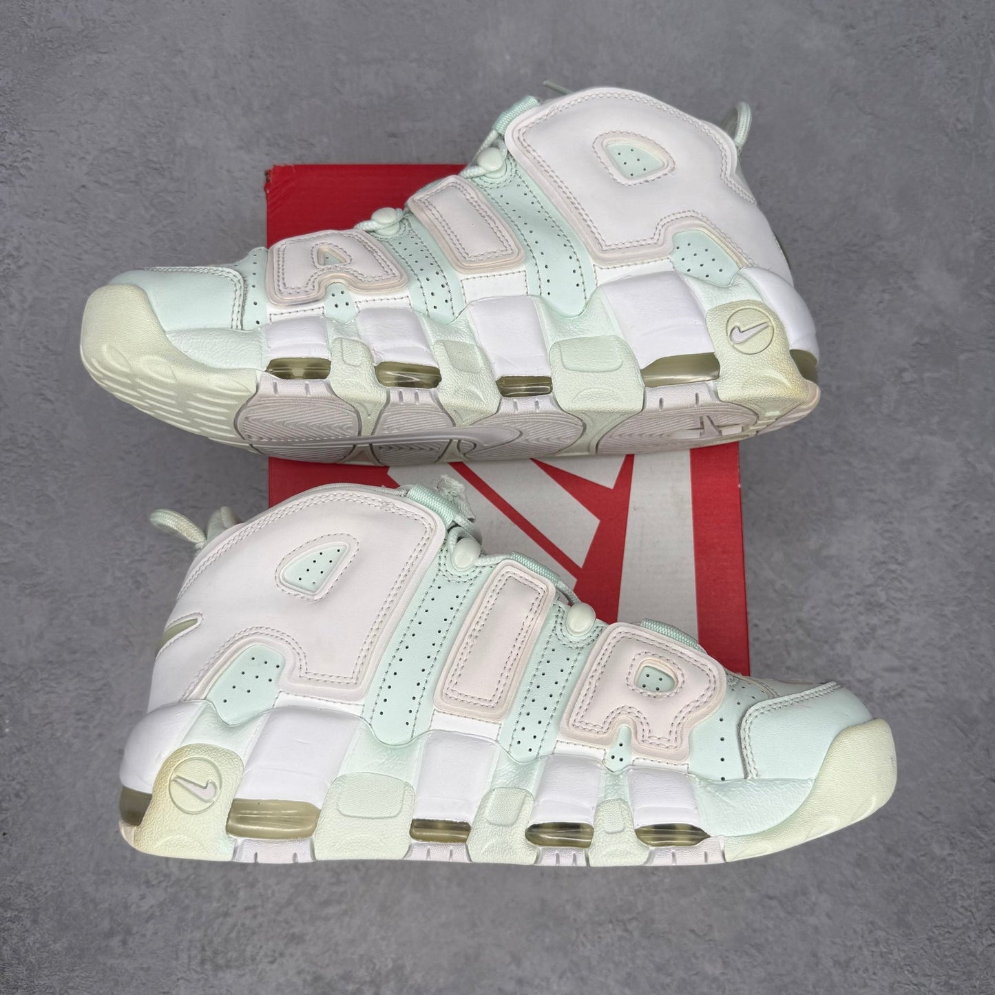Nike Air More Uptempo Barley Green (Women's) *pre - owned* SIZE 9W - Kicks Collective PA - Nike - 917593-300 - Women's Shoes - 7.5M/9W - Pre - Owned - Replacement Box