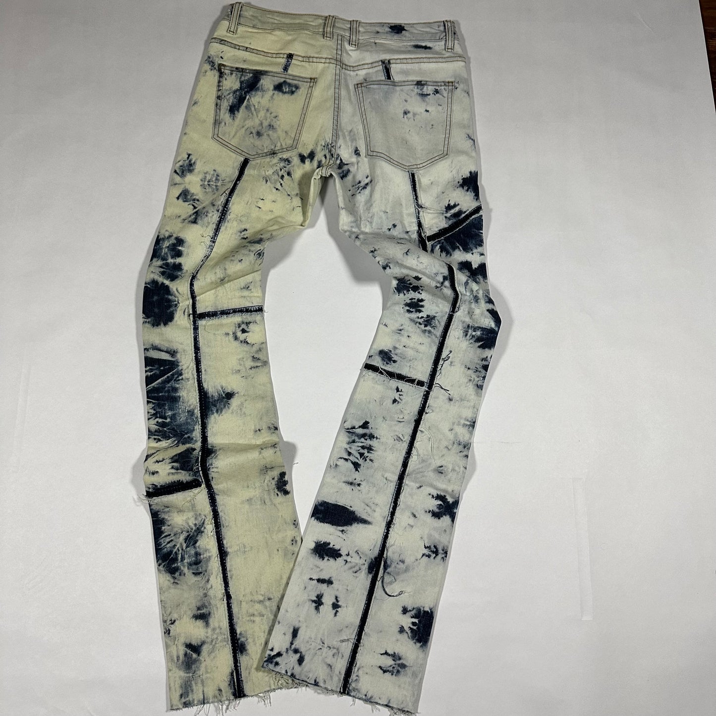 Patched Acid Dye Embellish Jeans - 32x32