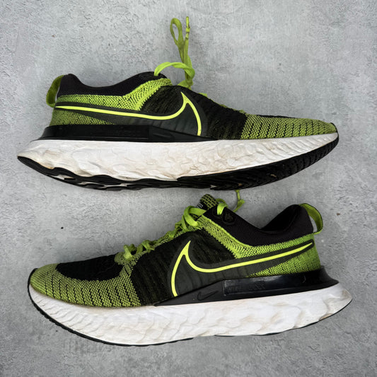 Nike React Infinity Run Flyknit 2 Volt Black *pre-owned* SIZE 10.5