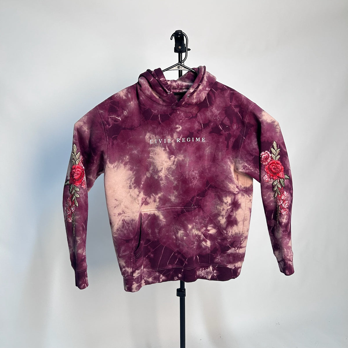 Civil Regime Baroque Marbel Roses Hoodie Burgundy Tie Dye *pre-owned* SIZE S