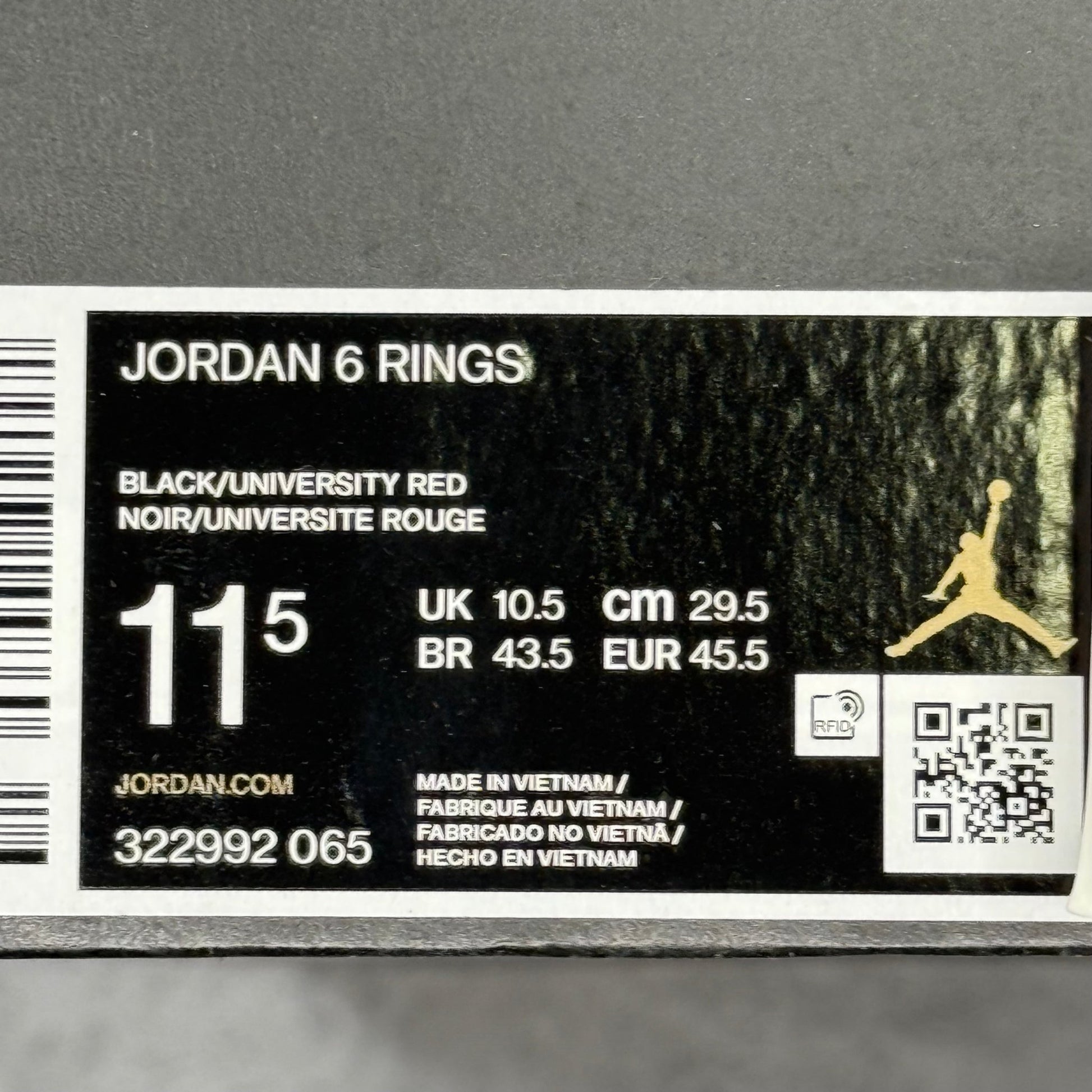 Jordan 6 Rings Black Red Sulfur - Kicks Collective PA - Jordan - 322992 - 065 - Men's Shoes - 11.5M/13W - Brand New