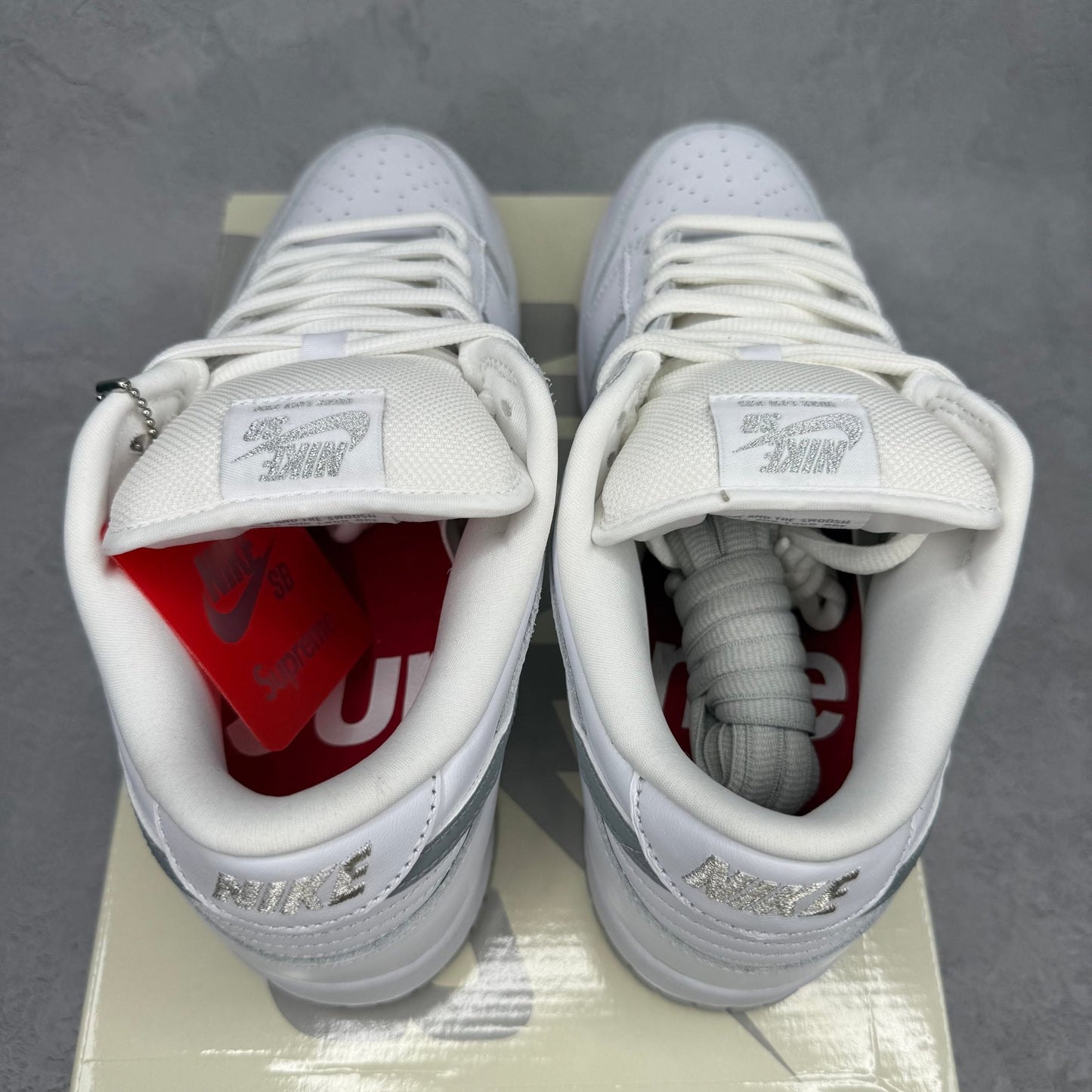 Nike SB Dunk Low Supreme 94 White Metallic Silver - Kicks Collective PA - Nike - HQ8487 - 100 - Men's Shoes - 10M/11.5W - Brand New