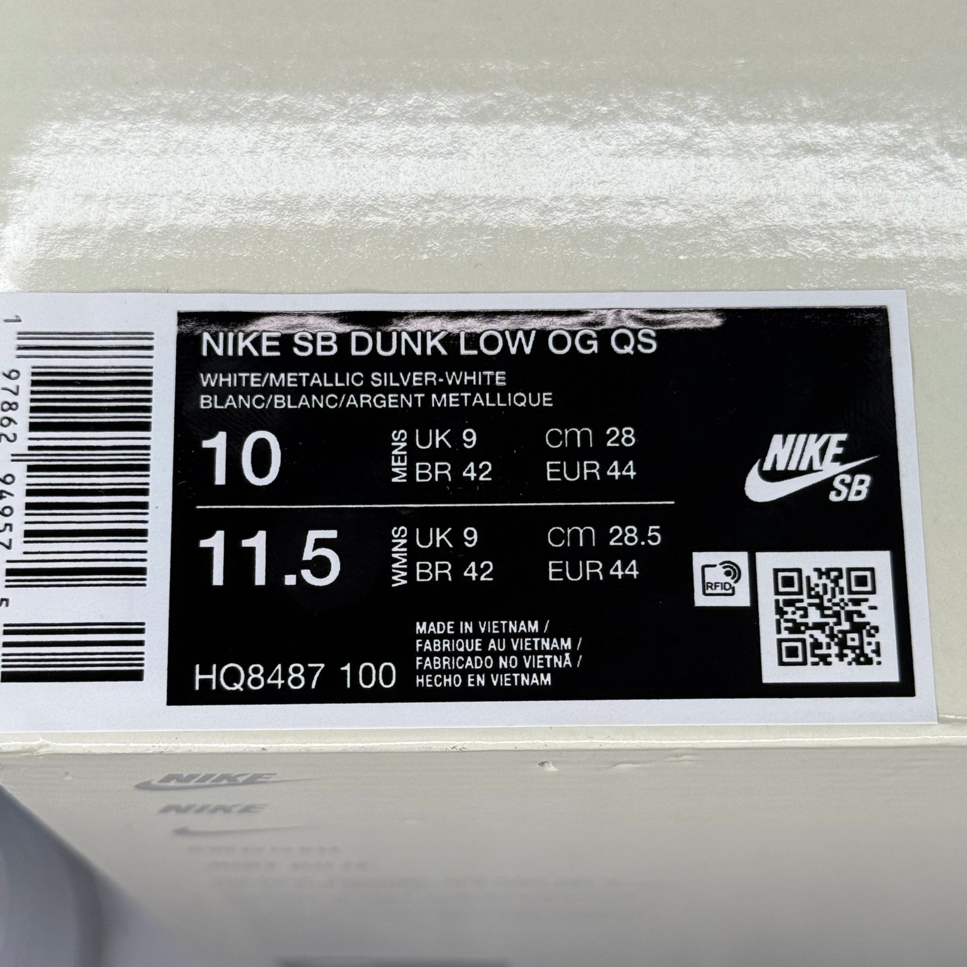Nike SB Dunk Low Supreme 94 White Metallic Silver - Kicks Collective PA - Nike - HQ8487 - 100 - Men's Shoes - 10M/11.5W - Brand New