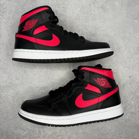 Jordan 1 Mid Black Siren Red (Women's) *pre - owned* SIZE 7W - Kicks Collective PA - Jordan - BQ6472-004 - Women's Shoes - 5.5M/7W - Pre - Owned - No Box
