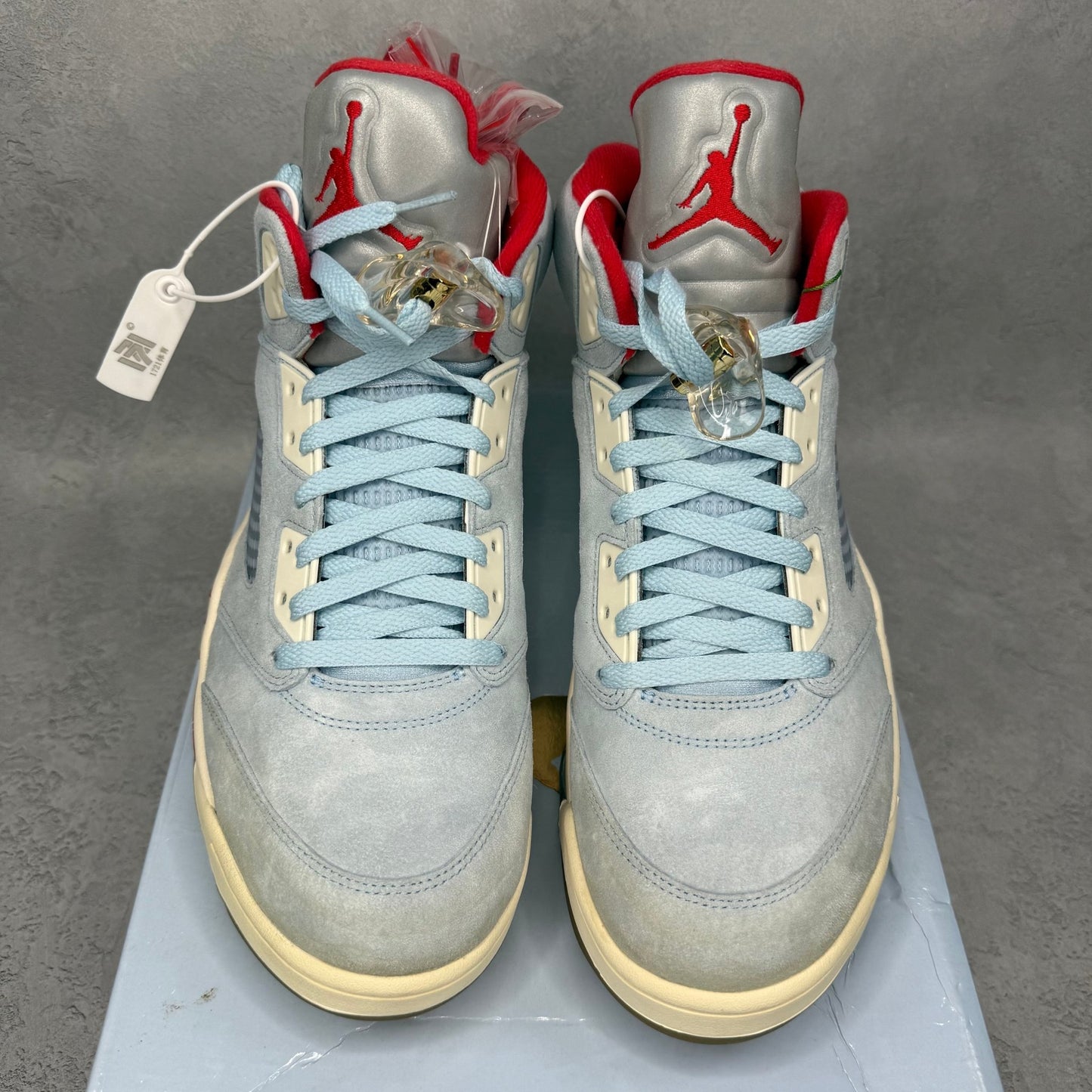 Jordan 5 Retro Trophy Room Ice Blue *yellowed* - Kicks Collective PA - Jordan - CI1899-400 - Men's Shoes - 12M/13.5W - Brand New - Original Box (Damaged)