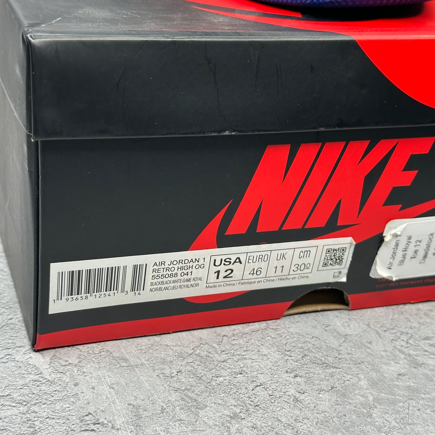 Jordan 1 Retro High Royal Toe *pre-owned* SIZE 12