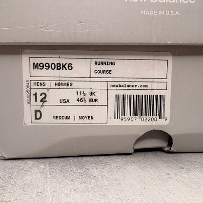 New Balance 990v6 MiUSA Black Grey White *pre-owned* SIZE 12