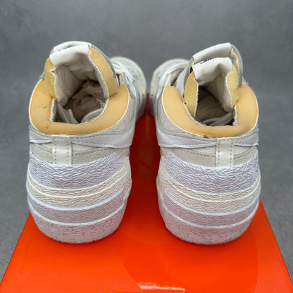 Nike Blazer Low sacai White Patent Leather *pre-owned* SIZE 10.5