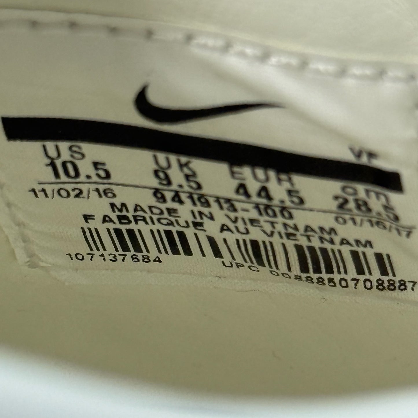 Nike Air Force 1 Retro Prm Sail/Sail - Sail *pre - owned* SIZE 10.5 - Kicks Collective PA - Nike - 941913 - 100 - Men's Shoes - 10.5M/12W - Pre - Owned