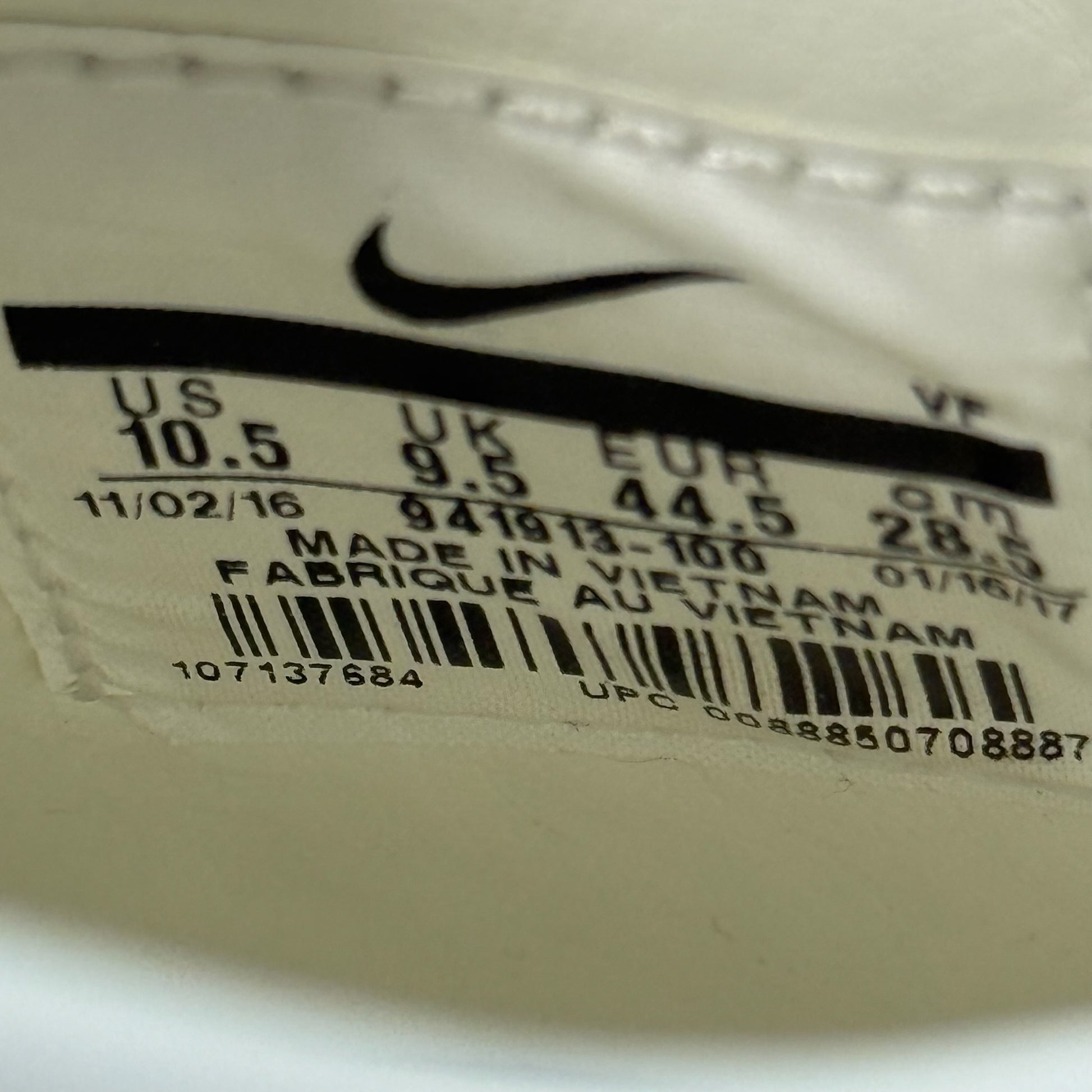 Nike Air Force 1 Retro Prm Sail/Sail - Sail *pre - owned* SIZE 10.5 - Kicks Collective PA - Nike - 941913 - 100 - Men's Shoes - 10.5M/12W - Pre - Owned