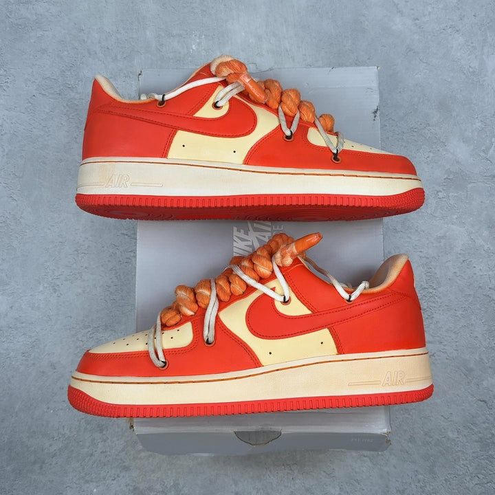 Nike Air Force 1 Low White Orange Custom (2021) 10 (Pre-Owned) - front
