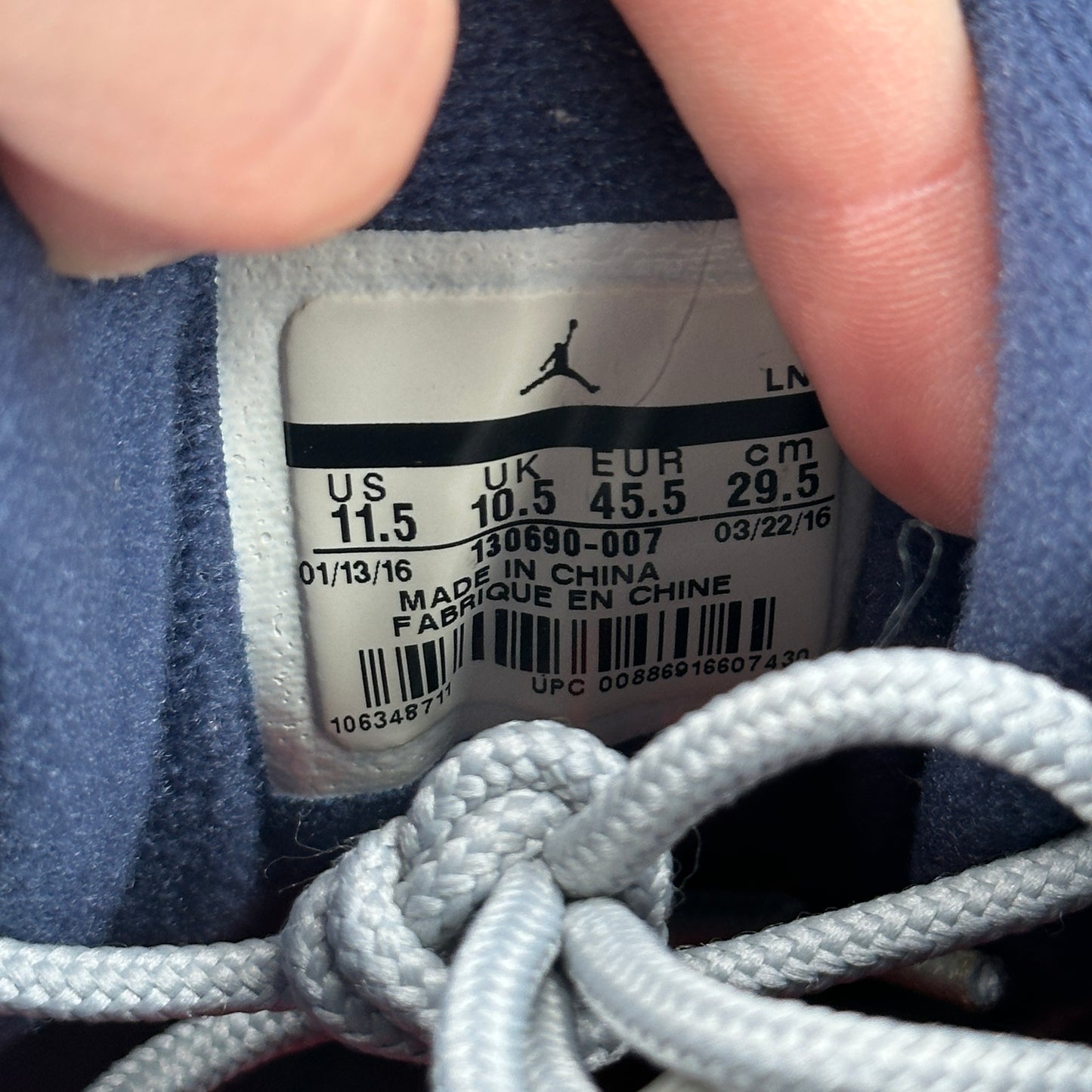 Jordan 12 Retro Grey University Blue *pre-owned* SIZE 11.5