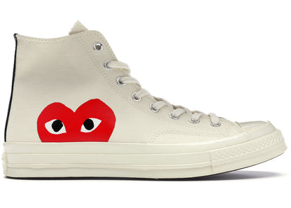 Converse Chuck Taylor All Star 70 Hi Comme des Garcons PLAY White *pre-owned* SIZE 10M/12W
