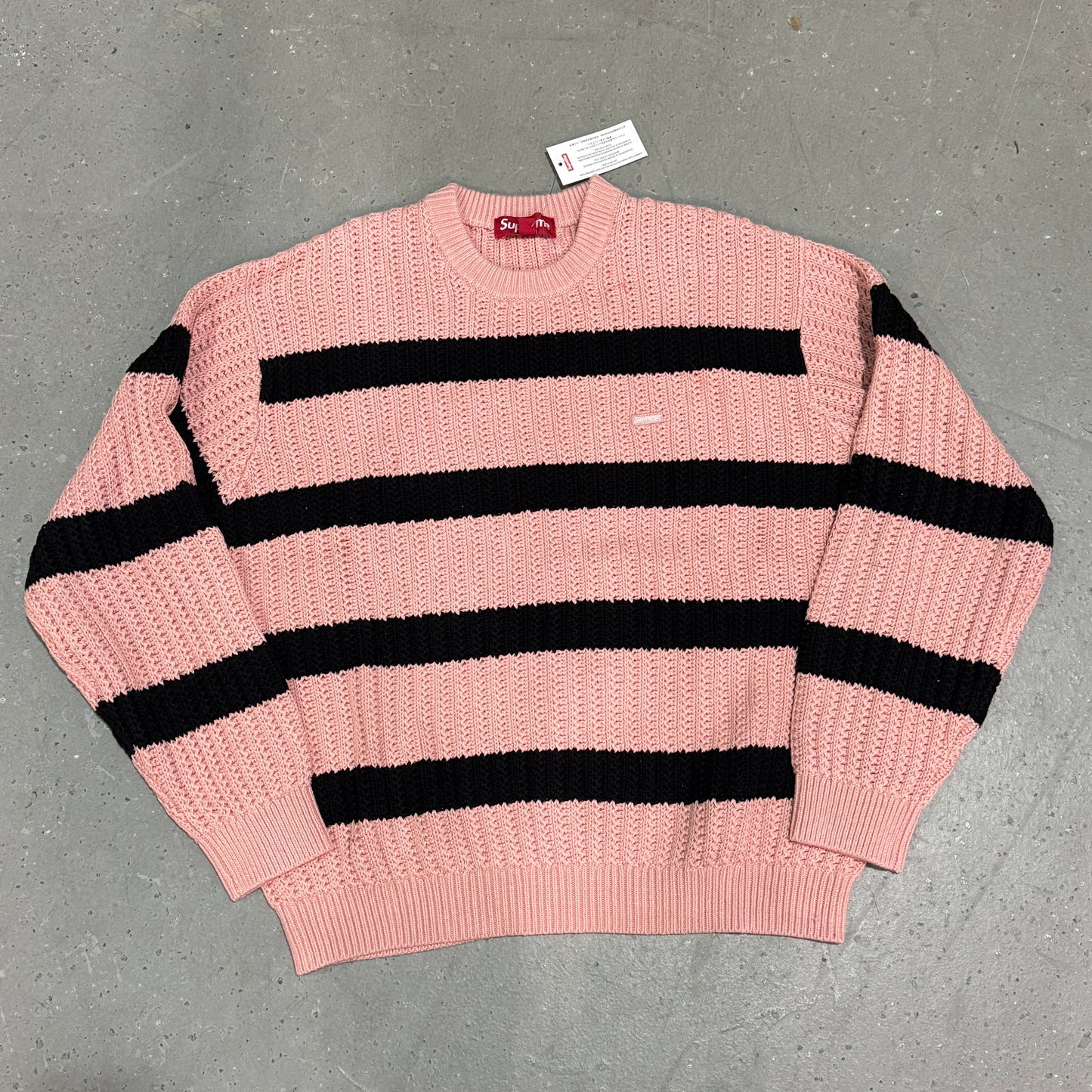 Supreme Loose Gauge Stripe Small Box Sweater Pink