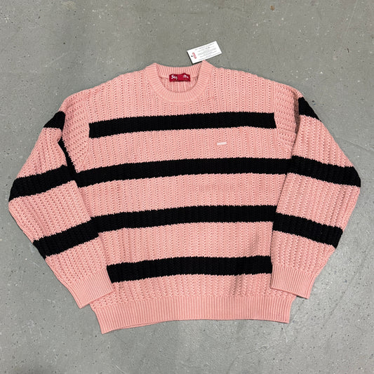 Supreme Loose Gauge Stripe Small Box Sweater Pink