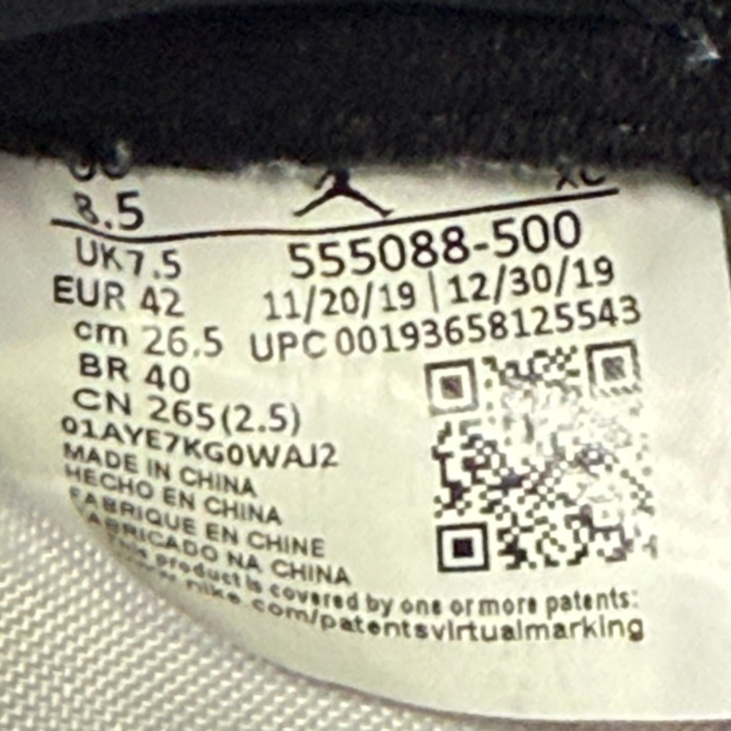 Jordan 1 Retro High Court Purple White *pre-owned* SIZE 8.5