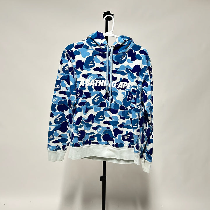 BAPE ABC Camo Pullover Hoodie Blue *pre-owned* SIZE L (shrunken, fits XS) - Kicks Collective PA - BAPE - BAPE-9T9ABH9G - Apparel - XS - Pre-Owned - No Box