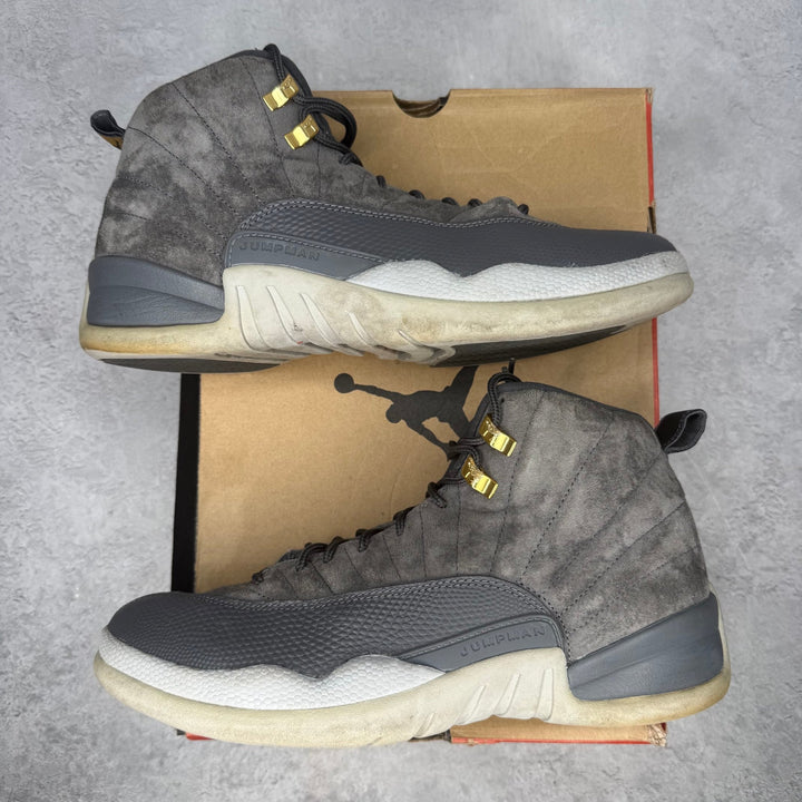Jordan 12 Retro Dark Grey pre-owned size 10 - Kicks Collective PA - Jordan - 130690-005 - Men's Shoes - 10M/11.5W - Pre-Owned - Original Box (Damaged)